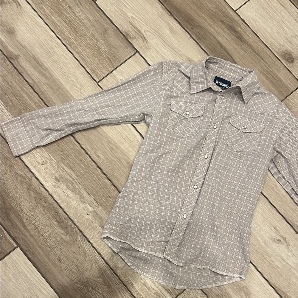 Wrangler Kids' Gray Checkered Button Down Shirt
